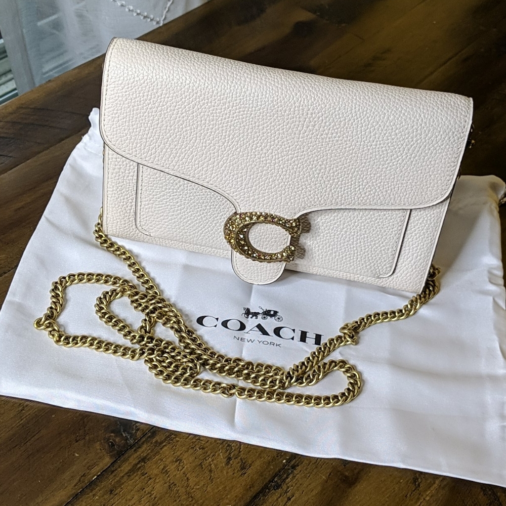 COACH Tabby Chain Clutch Cream color
